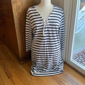 Old Navy Cotton Knit Lace Up Front 3/4 Sleeve Dress